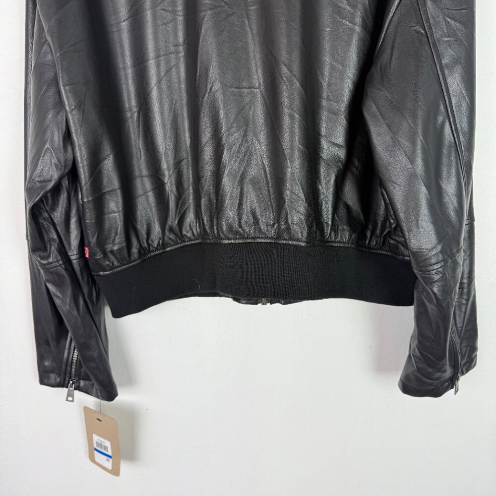 NWT Levi's Lightweight Faux Leather Bomber Jacket Zippers Black Size XL NEW - Picture 14 of 16